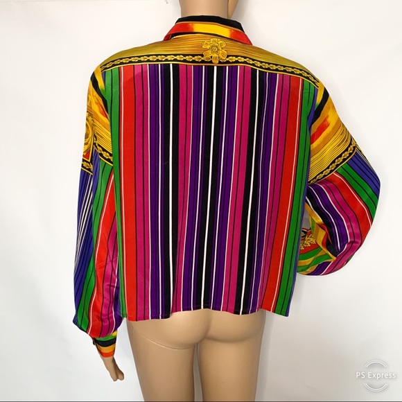 Bloomingdales vintage rainbow silk blouse - Picture 3 of 7